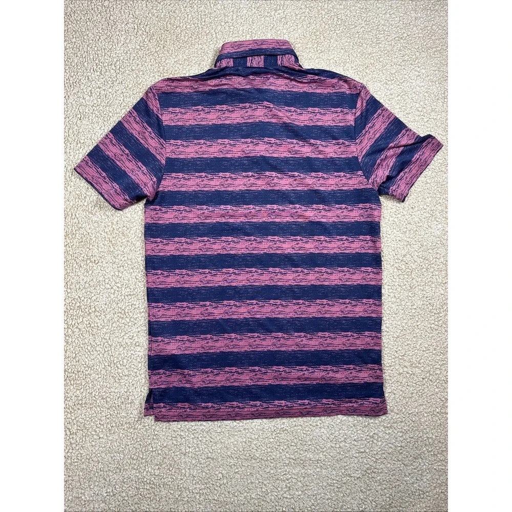 Adidas Golf Polo Shirt Mens Small Short Sleeve Pink Blue Stripe Vinted Light